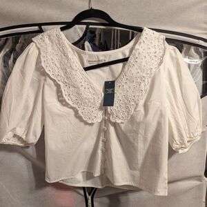 American Eagle Outfitters White Eyelet Blouse